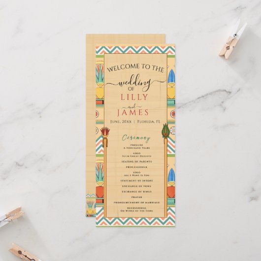 パピルスに描かれたファラオの伝統の結婚式招待状 (正面/裏面インサイチュ)