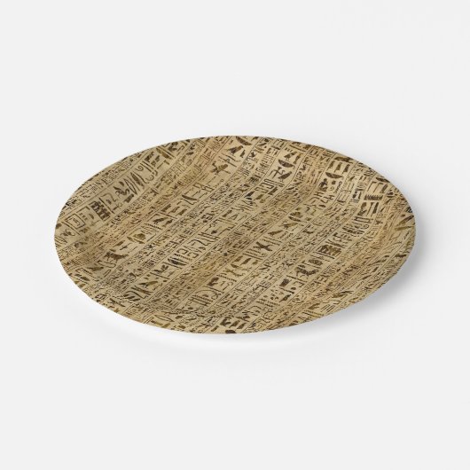パピルスのエジプトのヒエログリフ ペーパープレート (アングル)