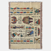 パピルスのエジプトの絵文字と神 スローブランケット (正面縦)