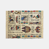 パピルスのエジプトの絵文字と神 フリースブランケット (正面(横))