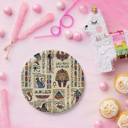 パピルスのエジプトの象形文字と神 ペーパープレート (パーティー)