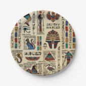 パピルスのエジプトの象形文字と神 ペーパープレート (正面)