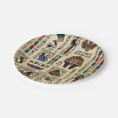 パピルスのエジプトの象形文字と神 ペーパープレート (アングル)