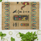 パピルスのエジプト人のAnubisのオーナメント キッチンタオル (折り畳み)