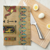 パピルスのエジプト人のAnubisのオーナメント キッチンタオル (四つ折り)