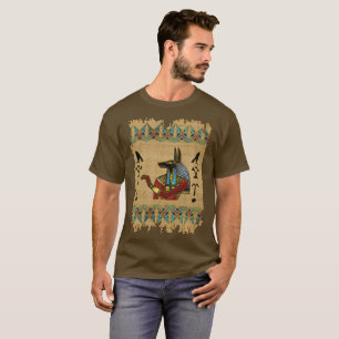 パピルスのエジプト人のAnubisのオーナメント Tシャツ