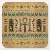 パピルスのAnkhのエジプトの交差のオーナメント スクエアペーパーコースター (正面)