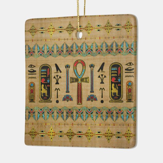 パピルスのAnkhのエジプトの交差のオーナメント セラミックオーナメント (左)