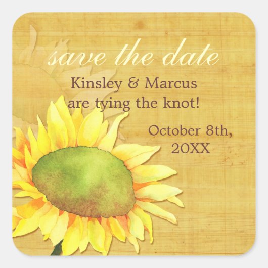 パピルスひまわり結婚の秋 スクエアシール (正面)