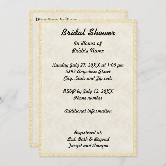 パピルスライトタン紙イメージブライダルシャワー 招待状 (正面/裏面)