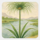パピルス植物ステッカー – 古代エジプトのシンボル スクエアシール (正面)