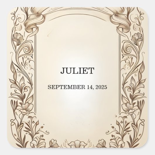 パピルス ヴィンテージ ヴェラムオーバーレイ ブライダルシャワー スクエアシール (正面)
