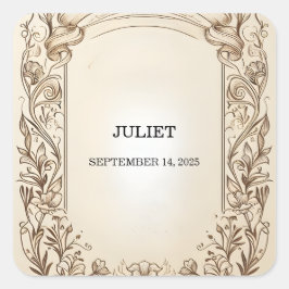 パピルス ヴィンテージ ヴェラムオーバーレイ ブライダルシャワー スクエアシール