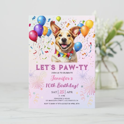 パピレッズポーティ誕生日パーティーガール10誕生日 招待状 (スタンド正面)