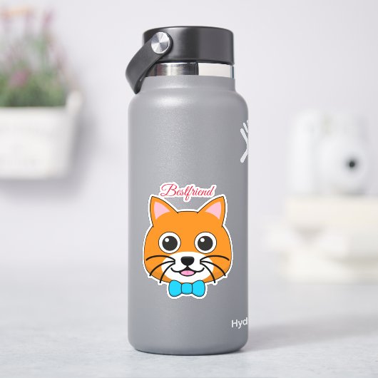 パピロンがかわいいハッピージンジャー猫 |カスタマイズ シール (HydroFlask)