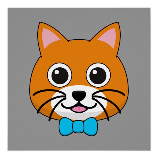 パピロンがかわいいハッピージンジャー猫 ポスター (正面)