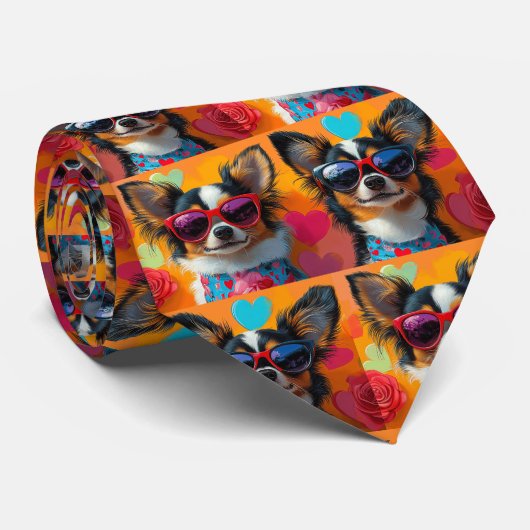 パピロンとハートバラバレンタインデー ネクタイ (ロール)