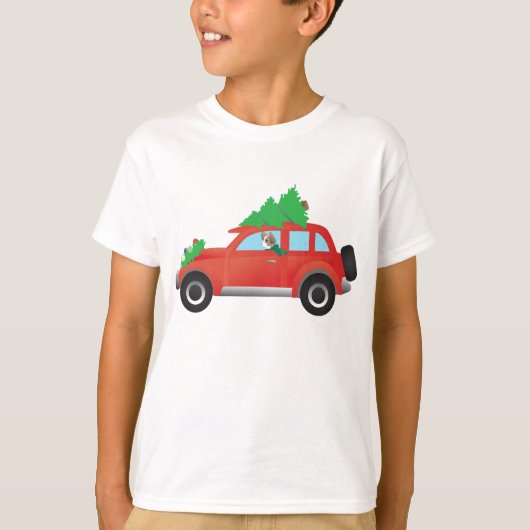 パピロンまたは長い髪のチーのクリスマスカーを運転 Tシャツ (正面)