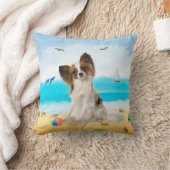 パピロンドッグオンビーチ クッション (ブランケット)