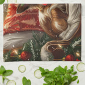 パピロンドッグクリスマスフェスティバル キッチンタオル (折り畳み)