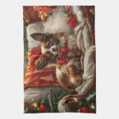 パピロンドッグクリスマスフェスティバル キッチンタオル (縦)