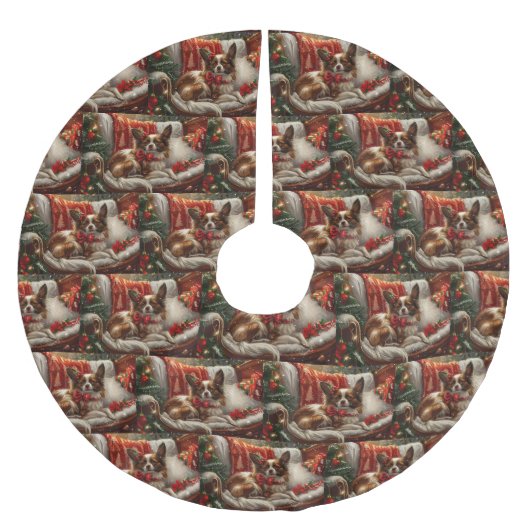 パピロンドッグクリスマスフェスティバル ブラッシュドポリエステルツリースカート (正面)