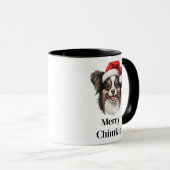 パピロンドッグサンタハットクリスマス マグカップ (正面右)