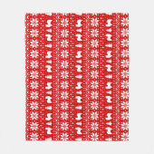 パピロンドッグシルエットクリスマスのホリデーパターン フリースブランケット (正面)