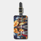 パピロンドッグスパンプキンハロウィンおもしろい ラゲッジタグ (正面縦)