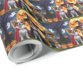 パピロンドッグスパンプキンハロウィンおもしろい ラッピングペーパー (ロールコーナー)