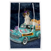 パピロンドッグハロウィーントラック怖い夜 ミディアムペーパーバッグ (裏面)