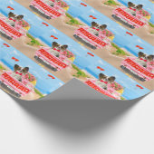パピロンドッグバレンタインデートラックハート ラッピングペーパー (角)