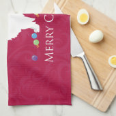 パピロンドッグメリークリスマスデザイン キッチンタオル (四つ折り)