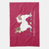 パピロンドッグメリークリスマスデザイン キッチンタオル (縦)