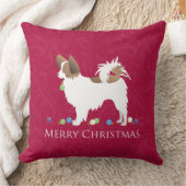 パピロンドッグメリークリスマスデザイン クッション (ブランケット)
