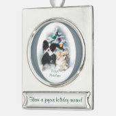 パピロンパーソナライズされたクリスマス シルバープレートバナーオーナメント (左)