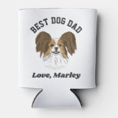 パピロンパーソナライズされたパピードッグパパ名前をカスタムする 缶クーラー (正面)