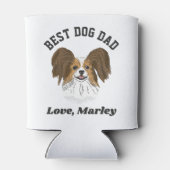 パピロンパーソナライズされたパピードッグパパ名前をカスタムする 缶クーラー (裏面)