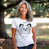 パピロンポートレートブラックラインイラストレーション Tシャツ