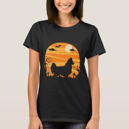 パピロン犬ハロウィーンの衣装 Tシャツ (正面)