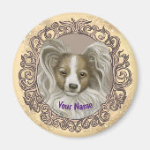 パピロン犬 マグネット (正面)