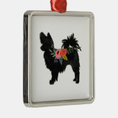 パピロン玩具犬繁殖ボホフローラシルエット メタルオーナメント (右)