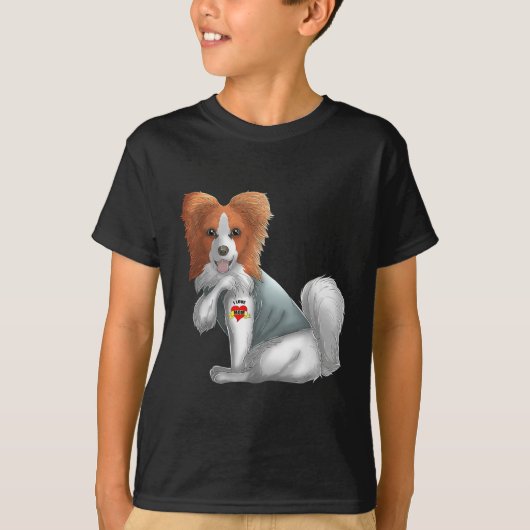パピロン私は母タトゥードッグシャツマザが大好おもしろいき Tシャツ (正面)