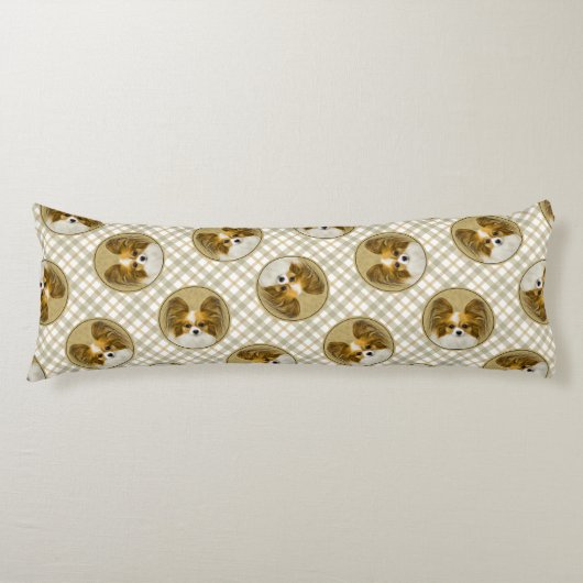 パピロン絵を描のレモンとホワイトオリジナルドッグアート ボディピロー (正面)