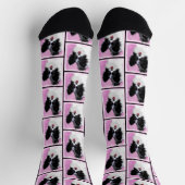 パピロン絵を描の白黒オリジナルドッグアート ソックス (上部)