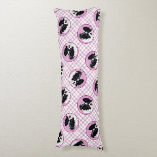 パピロン絵を描の白黒オリジナルドッグアート ボディピロー (正面縦)