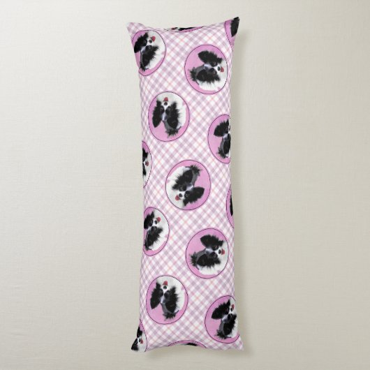 パピロン絵を描の白黒オリジナルドッグアート ボディピロー (裏面 (縦))