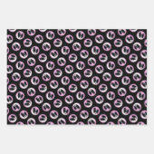 パピロン絵を描の白黒オリジナルドッグアート ラッピングペーパーシート (正面3)