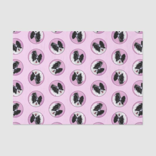 パピロン絵を描の白黒オリジナルドッグアート 薄葉紙 (正面)