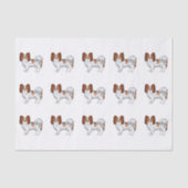 パピロン赤と白かわいい漫画の犬のパターン 薄葉紙 (正面)